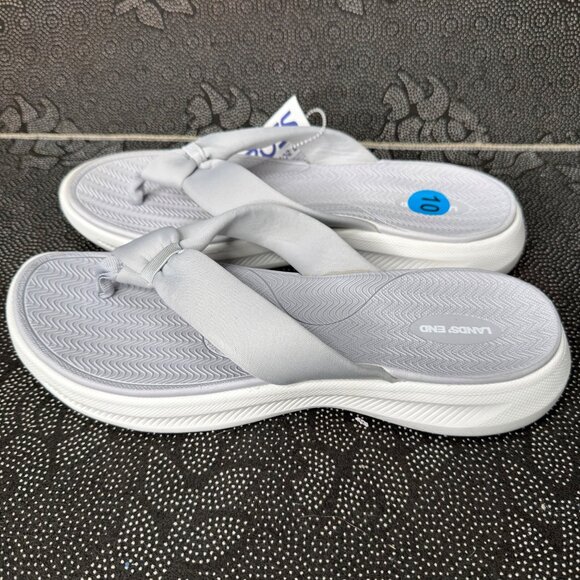 Lands End Womens Size 10 Gray Flip Flop Sandals Comfortable Cushioned Sole - Picture 2 of 7